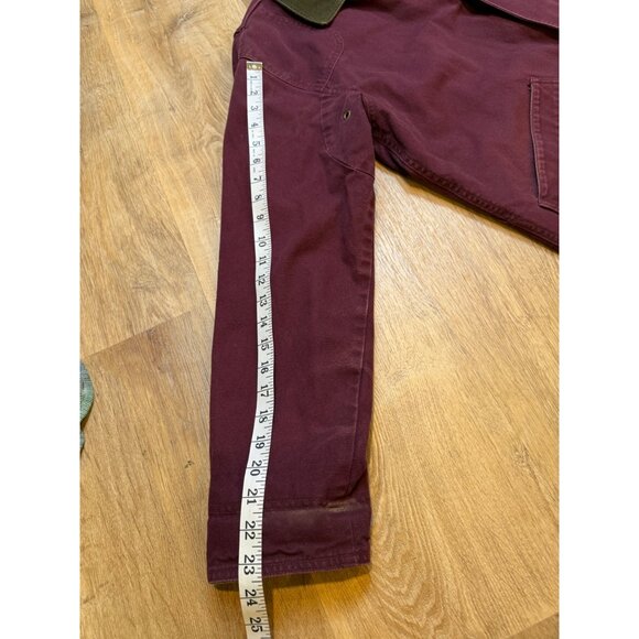 L.L. Bean Mens Burgundy Hunting Barn Coat Plaid Lining Button Front Corduroy Col - Picture 7 of 11